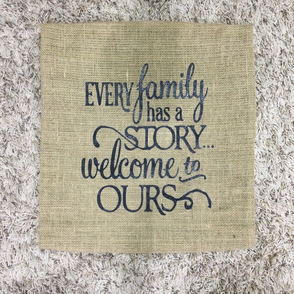 Burlap pillow cover 16x16 vinyl‎ lettering